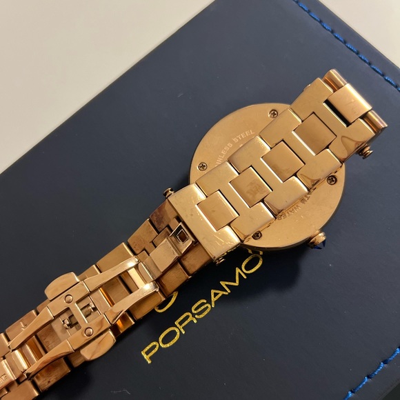 Porsamo Bleu South Sea Crystal luxury stainless steel watch rose gold MSRP $1600 - Picture 5 of 11
